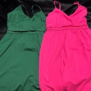 Green and Pink Sleeveless Dresses